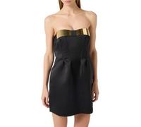 ELISABETTA FRANCHI MINI ABITO IN DUCHESSE CON COPPE GIOIELLO donna nero AB94962E2 44