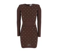Elisabetta Franchi - Mini Abito in Maglia con Dettagli Gioiello - - Dresses - Donna - Marrone - L