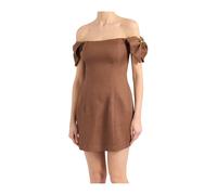 Elisabetta Franchi - Mini abito in misto lino - - Dresses - Donna - Marrone - L