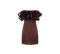 Elisabetta Franchi - Mini Abito in Raso Duchessa - - Dresses - Donna - Marrone - S