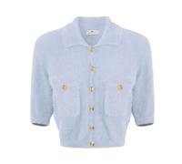 Elisabetta Franchi - Mini Cardigan con Bottoni Gioiello - - Knitwear - Donna - Blu - M