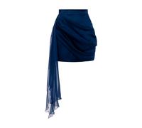 Elisabetta Franchi - Mini Gonna Drappeggiata Slim Fit in Raso - - Skirts - Donna - Blu - S