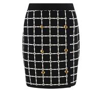 Elisabetta Franchi - Minigonna jacquard con logo e bottoni dorati - - Skirts - Donna - Nero - S