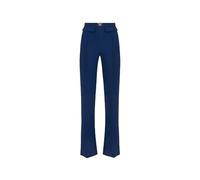 Elisabetta Franchi Pantalone a Zampa in Crepe con placca Logo Blu Oltremare