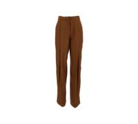 Elisabetta Franchi - Pantaloni ampi plissettati in misto lino - - Trousers - Donna - Marrone - L