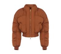 Elisabetta Franchi - Piumino in Tessuto Voile - - Jackets - Donna - Marrone - M
