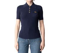 Elisabetta Franchi - Polo a Costine in Lyocell e Seta - - Tops - Donna - Blu - M