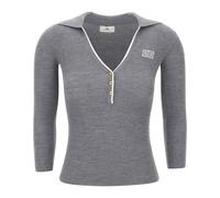 Elisabetta Franchi - Polo in Lana a Coste - - Tops - Donna - Grigio - M