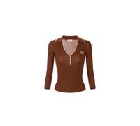 Elisabetta Franchi - Polo in Lana a Coste - - Tops - Donna - Marrone - S