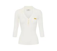 Elisabetta Franchi - Polo in maglia a micro-treccia - - Knitwear - Donna - Bianco - S