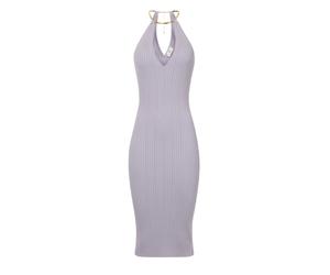 Elisabetta Franchi - Ring V-neck Midi Dress - - Dresses - Donna - Viola - L