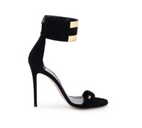 Elisabetta Franchi - Sandali in Camoscio con Logo Gioiello - - Shoes - Donna - Nero - 40 EU