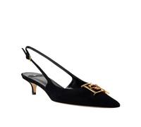 Elisabetta Franchi, ,Shoes ,Donna ,Nero ,38 1/2 EU Slingback in Camoscio con Dettaglio Logo