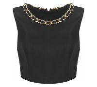 ELISABETTA FRANCHI TOP IN MISTO LINO CON CATENA GIOIELLO donna nero TO06062E2 44