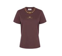 Elisabetta Franchi - T-shirt in jersey di cotone con collana - - Tops - Donna - Marrone - S