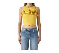 Elisabetta Franchi - Top con volant e girocollo - - Tops - Donna - Giallo - S