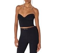 Elisabetta Franchi top crop bustier con ricamo piume nero