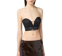 Elisabetta Franchi top crop in pizzo floreale nero