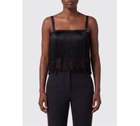 ELISABETTA FRANCHI Top crop in tulle con frange 38 Nero
