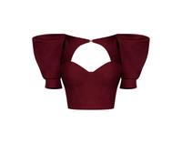Elisabetta Franchi - Top in crêpe e tessuto duchesse - - Blouses & Shirts - Donna - Rosso - L