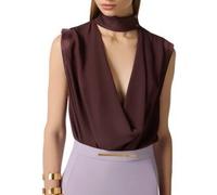 Elisabetta Franchi - Top in georgette di viscosa - - Tops - Donna - Marrone - M