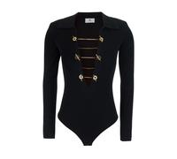 Elisabetta Franchi - Top in Maglia con Scollo Alto e Maniche Lunghe - - Tops - Donna - Nero - XL