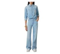 Elisabetta Franchi - Tuta in Denim Sbiadito - - Jumpsuits & Playsuits - Donna - Blu - M