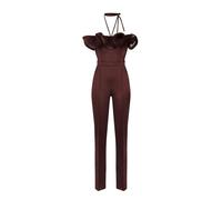 Elisabetta Franchi - Tuta in raso stretch con maxi volant - - Jumpsuits & Playsuits - Donna - Marrone - S