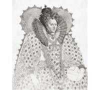 Elisabetta I 1533-1603. Regina d'Inghilterra. Da un'incisione del XVII secolo di Crispijn van de Passe the Elder dopo un'opera di Isaac Oliver. Stampa poster di Ken Welsh (14 x 16)
