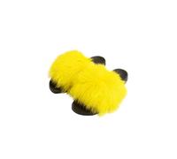 Elisabetta Panerai Ciabatte Slipper in Pelliccia di Volpe | Art. Saint Moritz | Ciabatta Donna Luxury in Pelliccia di Volpe Suola Traspirante 100% Made in Italy Giallo Taglia 38