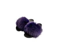 Elisabetta Panerai Ciabatte Slipper in Pelliccia di Volpe | Art. Saint Moritz | Ciabatta Donna Suola Traspirante 100% Made in Italy Viola Taglia 39