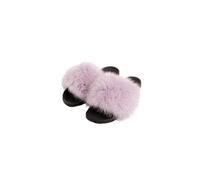 Elisabetta Panerai Ciabatte Slipper in Pelliccia di Volpe | Art. Saint Moritz | Ciabatta Donna Suola Traspirante 100% Made in Italy Lilla Taglia 39