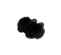 Elisabetta Panerai Ciabattine Slipper Pelose in Vera Pelliccia di Volpe Nero Taglia 40