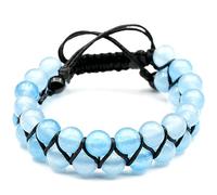 ElisaJewelryArt - Braccialetto con perline di angelite naturale, pietra preziosa e cristallo macramè, unisex, da uomo, angelite