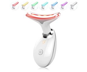 ELISHINE Massaggiatore facciale multifunzionale a base di luce, 7 colori, massaggiatore viso portatile per la cura della pelle, bianco