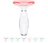 ELISHINE Massaggiatore viso a 7 colori, strumento massaggiatore facciale per la cura della pelle a casa, massaggiatore vibrante per il viso con termiche, bianco