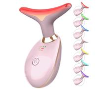 ELISHINE Massaggiatore viso e collo a 7 colori, per terapia della luce, a base di luce rossa, massaggiatore facciale per la cura della pelle, rassodante, levigante (rosa)