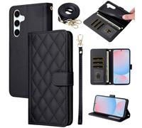 ELISORLI Custodia per Samsung Galaxy S26 Plus S26+ 5G, con laccetto, scomparto per carte di credito, custodia pieghevole con supporto, accessorio S 26 + 26+ S26Plus 26S SM-S947U, colore nero scuro