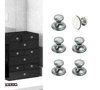 Elistonie 6 bottoni autoadesivi grigi per cassetti, in alluminio, senza foratura, per armadio, frigorifero, comò (grigio, 28 mm)