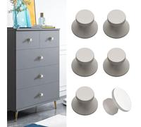 Elistonie Morandi - Confezione da 6 pomelli autoadesivi in alluminio, colore grigio chiaro, per cassetti, senza foratura, per armadietti, specchi, armadi, cassettiere, finestre