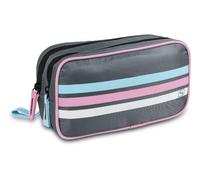 ELITE BAGS EB DIA'S - Borsa per diabetici, colore grigio con strisce, compatta, termoisolata, look retrò, pratica, cinturino da polso, grigio a strisce, Stile retr