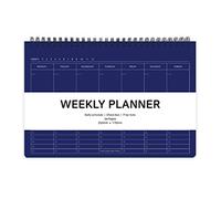 Elite Check - Agenda settimanale con rilegatura a spirale, senza data, con casella di controllo, note gratuite, 25 x 17 cm, blu navy