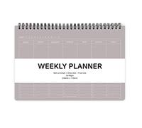Elite Check - Agenda settimanale con rilegatura a spirale, senza data, con casella di controllo, note gratuite, 250 x 170 mm, colore: grigio