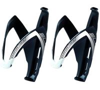 Elite CUSTOM RACE Porta Borraccia - Nero Opaco con Grafica Bianca - Leggero e Resistente per Ciclismo su Strada e MTB (Confezione da 2)