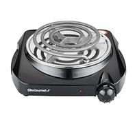 Elite Gourmet ESB301C - Bruciatore a bobina singola per piano cottura, piastra calda elettrica da 1100 Watt, controllo della temperatura, spie di alimentazione, facile da pulire, colore: nero