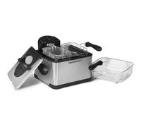 Elite Gourmet, Friggitrice elettrica a immersione EDF-401T con 3 cestelli, 1700 W, controllo regolabile di temperatura e timer, coperchio con finestra di visualizzazione e filtro antiodore