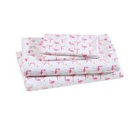 Elite Home Set di lenzuola con tasca profonda, fenicottero rosa, completo
