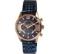 Elite Orologio da polso da uomo, blu, oro rosa, analogico, data, cronografo, acciaio inox, al quarzo, Bracciale