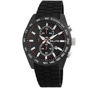 Elite Orologio da uomo nero analogico data cronografo silicone al quarzo 5 bar orologio da polso, Nero , cinghie