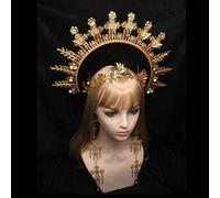 EliteBloom Tiara da donna in cristallo, stile barocco, con aureola, copricapo fatto a mano, gotico, punk, da donna, da dea, angelo, accessorio per costumi, 2